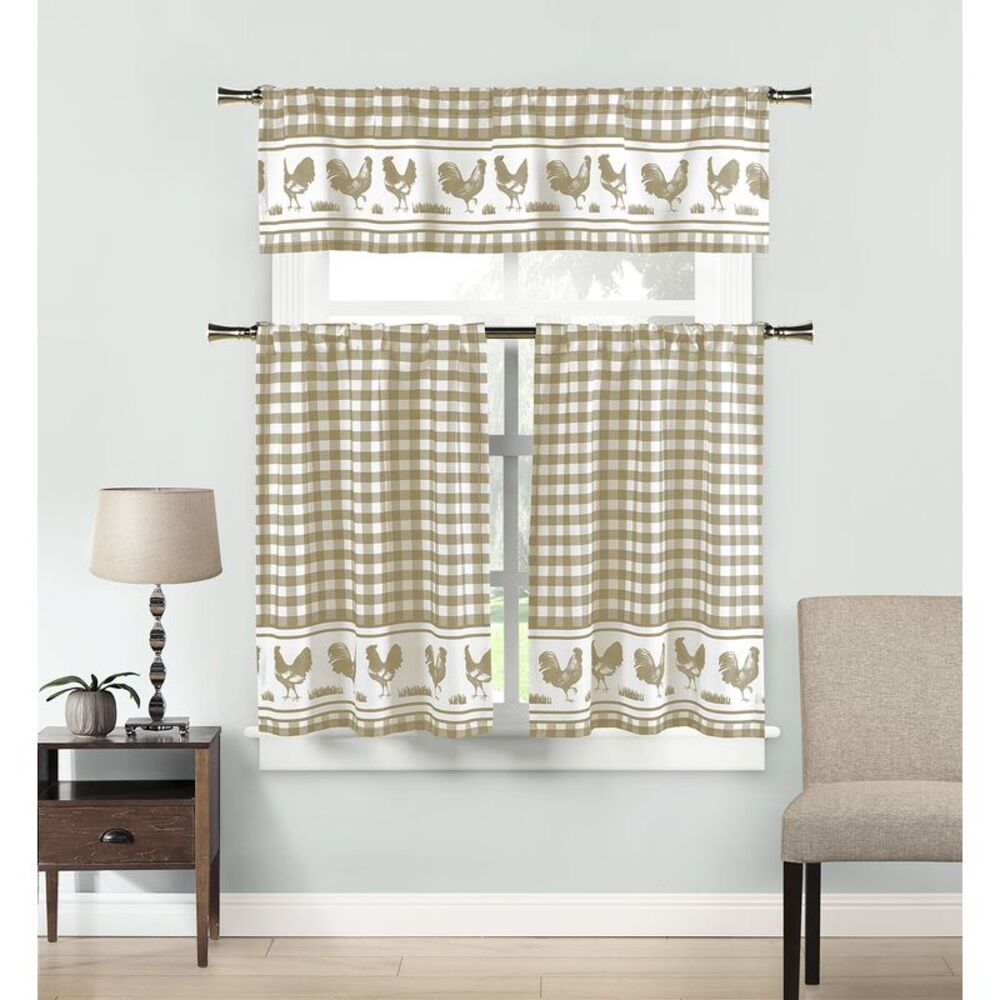 Achim Home Furnishing Home Sweet Home Window Kitchen Curtains 3-Piece Tier &